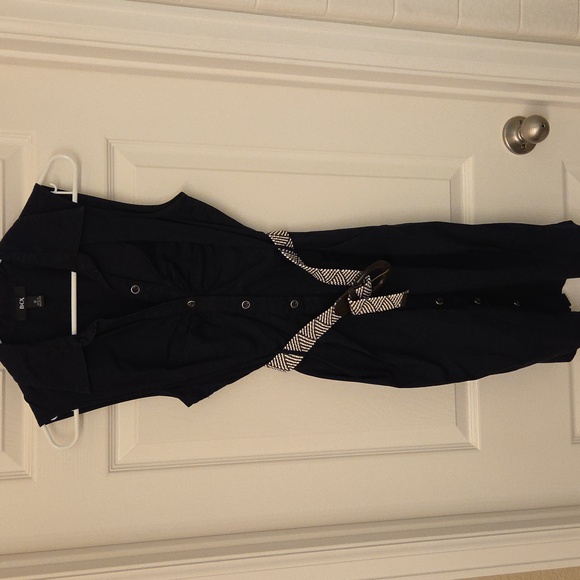 BCX Dresses & Skirts - BCX Navy Sleeveless Button Up Dress with Belt Size M